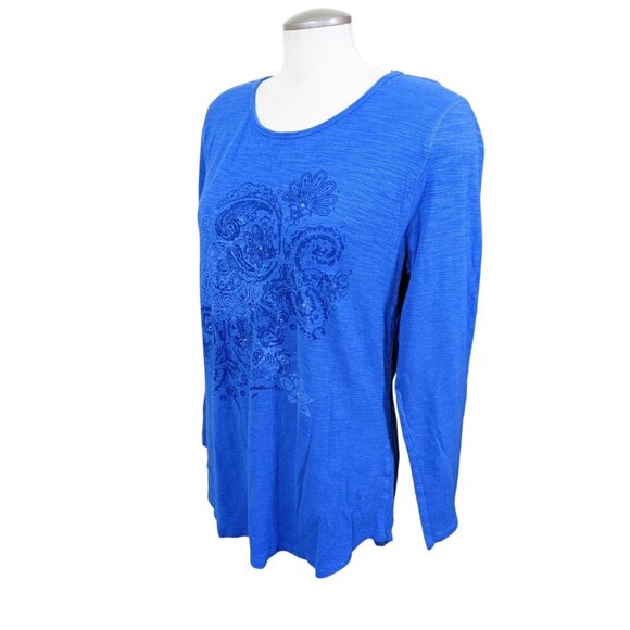 Earth Yoga Top Womens XXL Blue Organic Cotton Long Sleeve Sustainable Organic - Picture 3 of 6